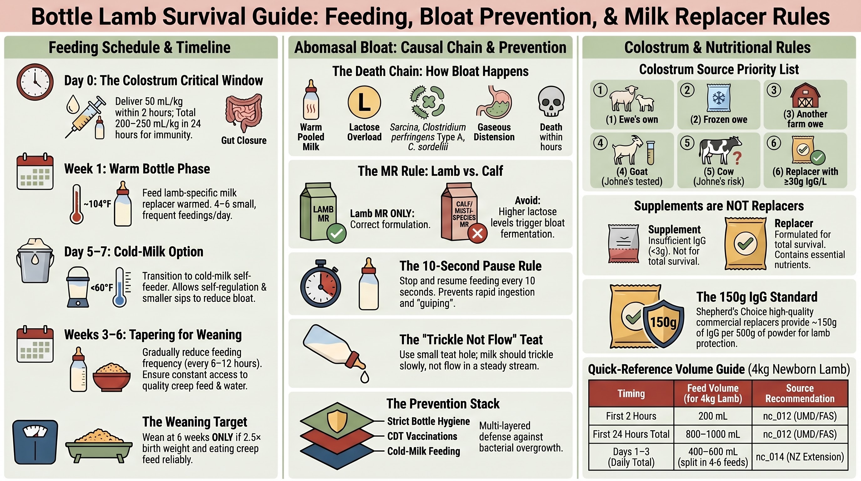 Bottle Lamb Survival  -  Schedule, Bloat Prevention, and Milk Replacer Rules